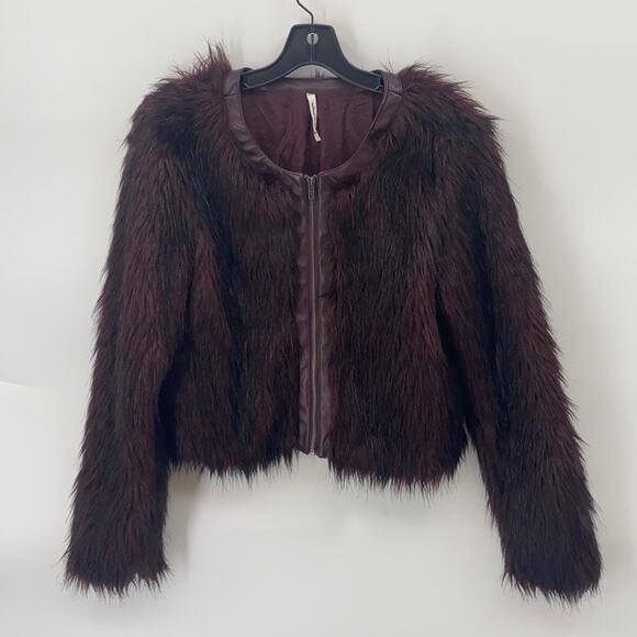 Willow & Clay Women's Purple with Shimmery Threads Faux Fur Zip Jacket Large - Picture 1 of 12